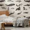 Marine Life Sketch Monochrome Mural Wallpaper