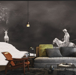 Monochrome Samurai Warrior Wall Mural