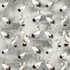 Elegant Cranes Grey Vintage Mural Wallpaper
