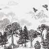 Vintage Nature Landscape Monochrome Mural Wallpaper