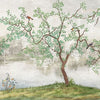 Serene Asian-Inspired Lakeside Landscape Mural
