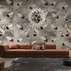 Elegant Cranes Grey Vintage Mural Wallpaper