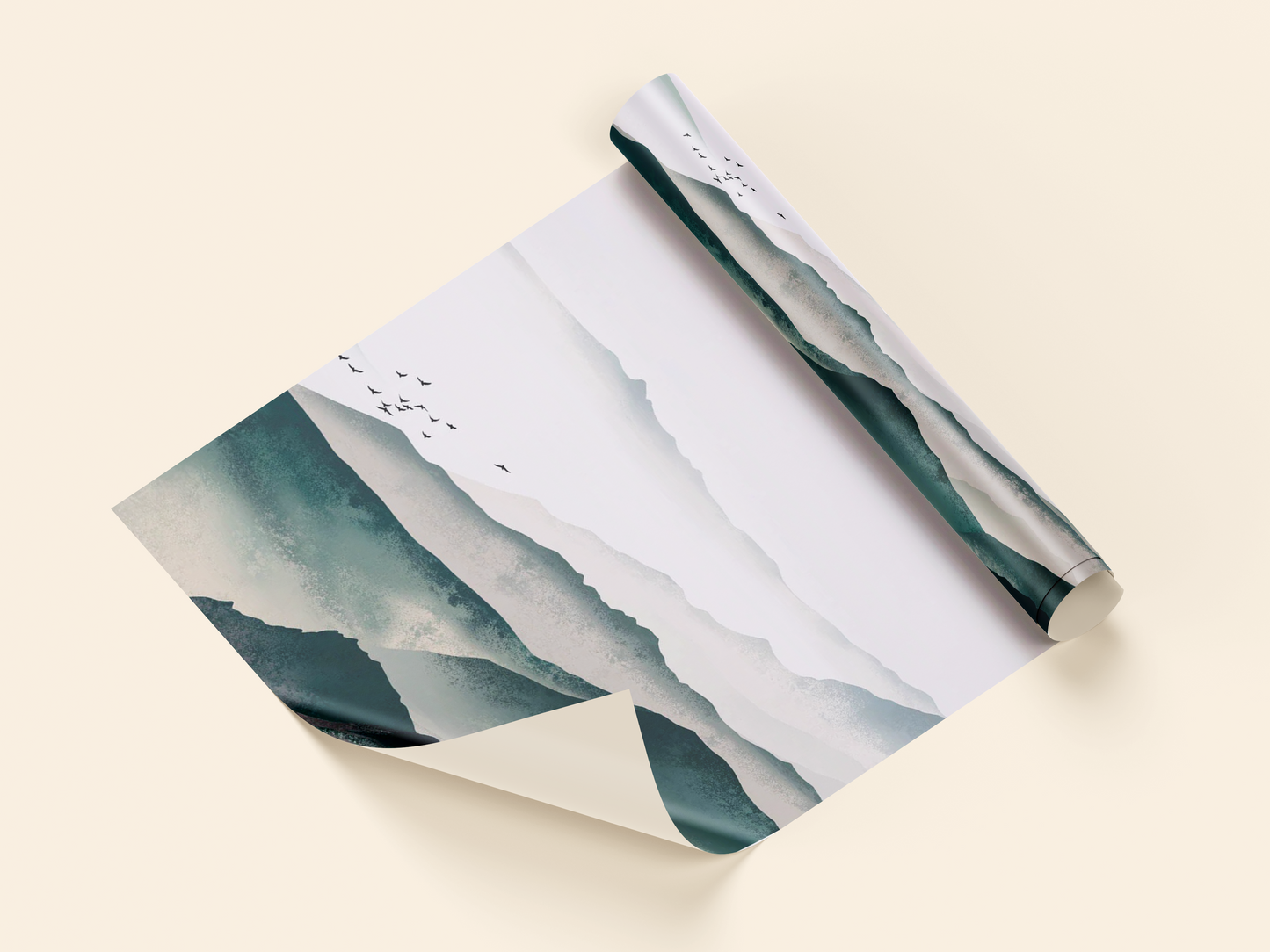 Ink Misty Mountain Landscape Wall Mural