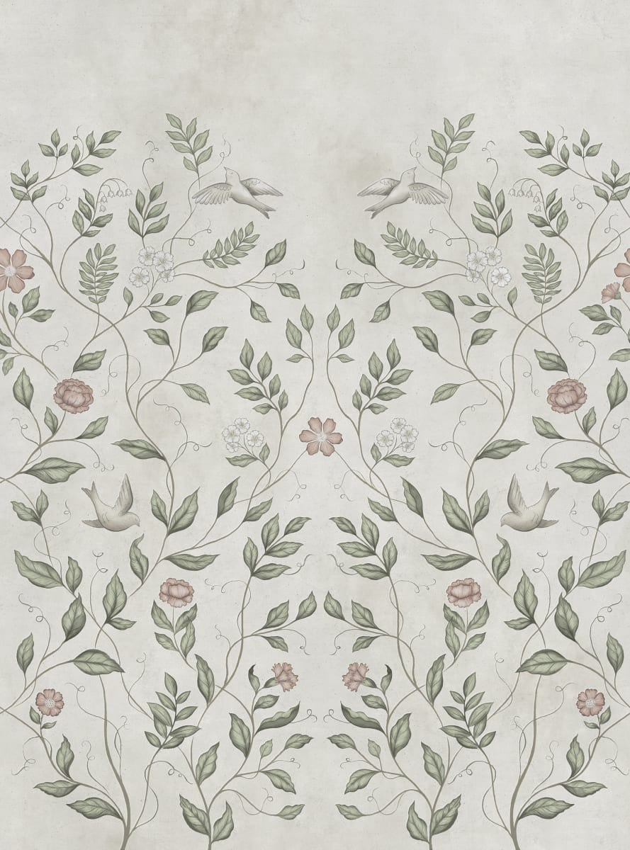 Reversed flower way wallpaper