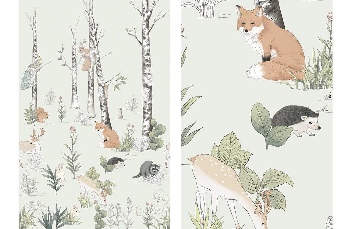 Enchanted Forest Animal Nursery Mural Wallpaper