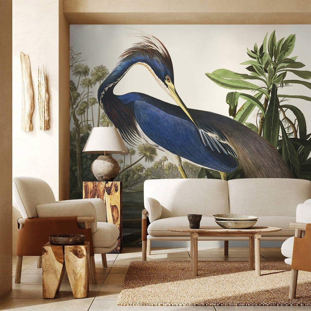 Tropical Bird Jungle Scene Mural Wallpaper