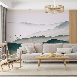 Ink Misty Mountain Landscape Wall Mural